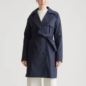 Quince Navy Comfort Stretch Cotton Trench Coat